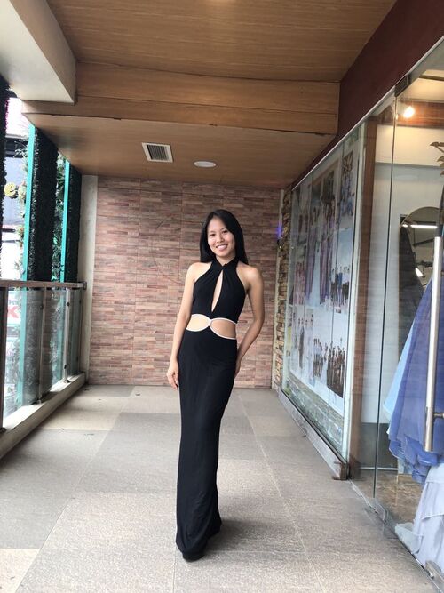 Sexy Black Silver Choker Cotton Long Gown