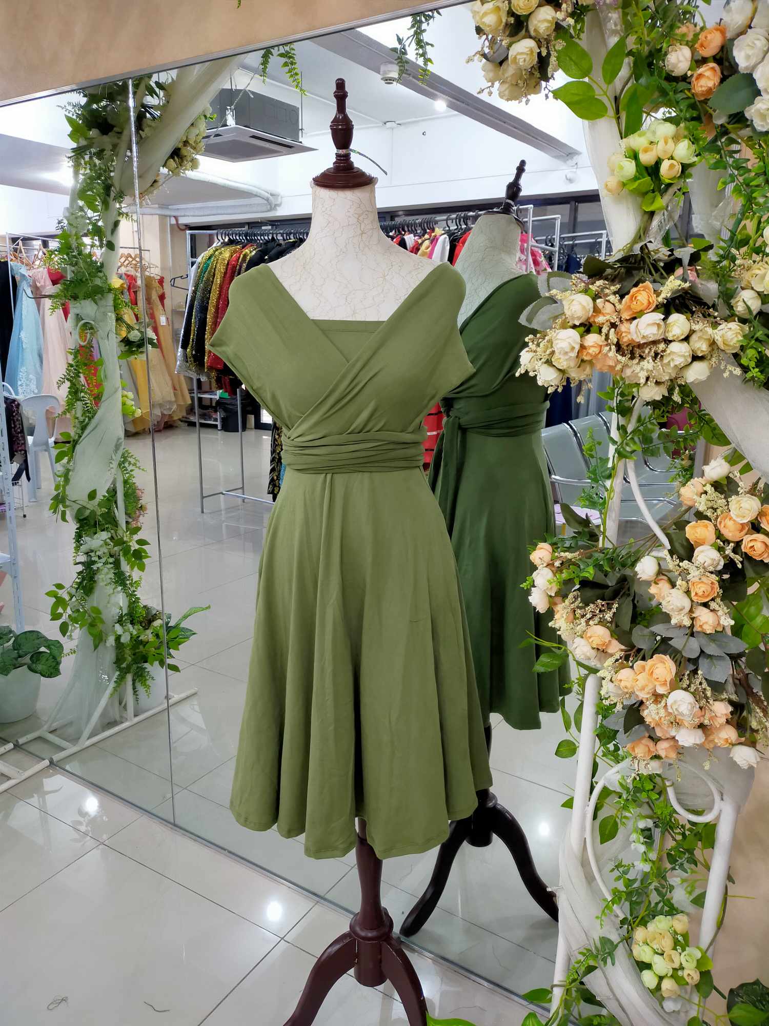 Olive Green Infinity Dress-Kids