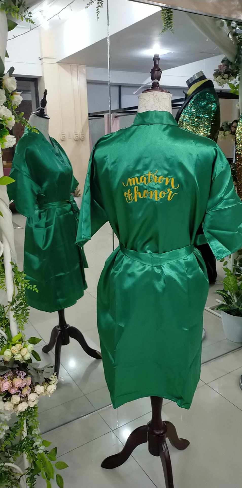 Emerald Green Satin Robe - Matron Of Honor