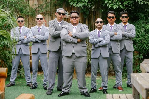 Plus Size Light Gray With Vest Tuxedo Groomsman Suit