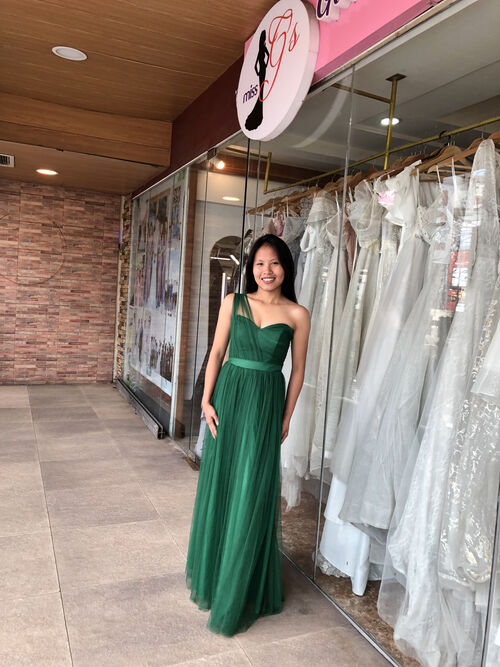 Emerald Green Tulle Bridesmaid Gown ( #7 )