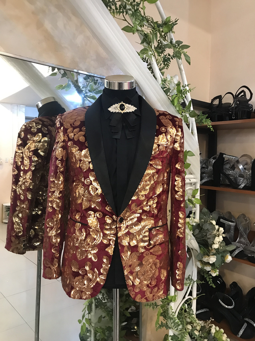 Maroon Gold Glittery Coat 
