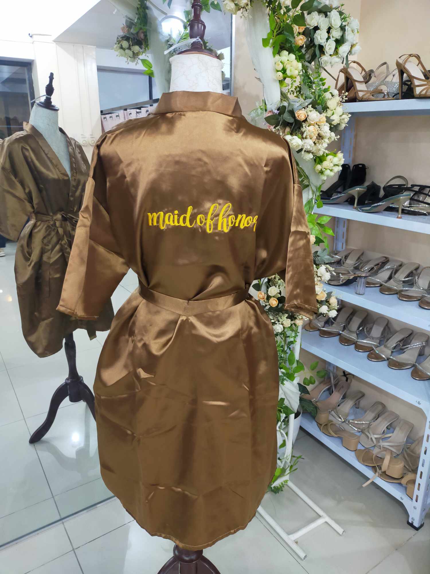 Chocolate Brown Satin Robe-MOH