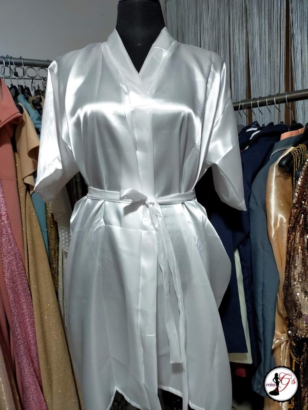 White Satin Robe - Plain