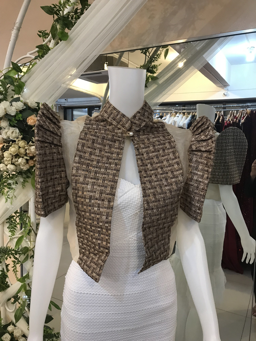 Ethnic Fleecy Brown Modern Filipiniana Bolero