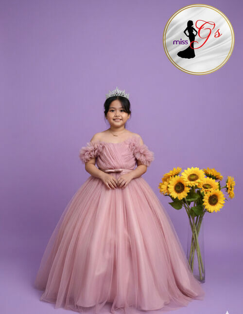 Old Rose Flower Girl Tulle Dress
