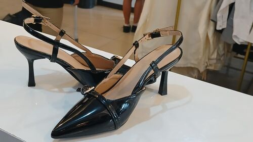 Black Shiny Mid Stilleto Pumps