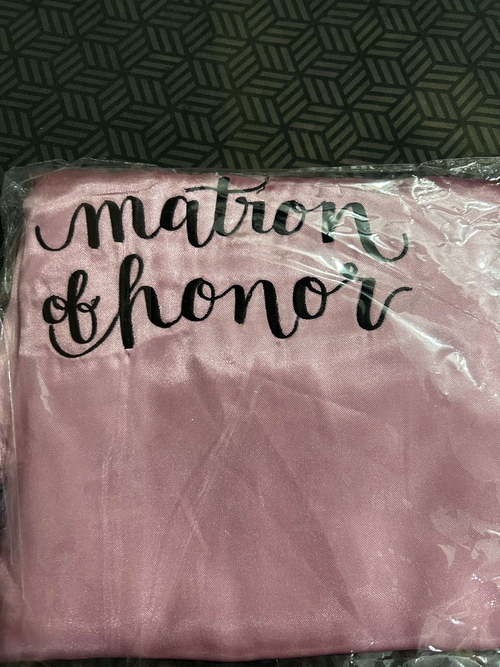 Old Rose Satin Robe Black Embroidered - Matron Of Honor