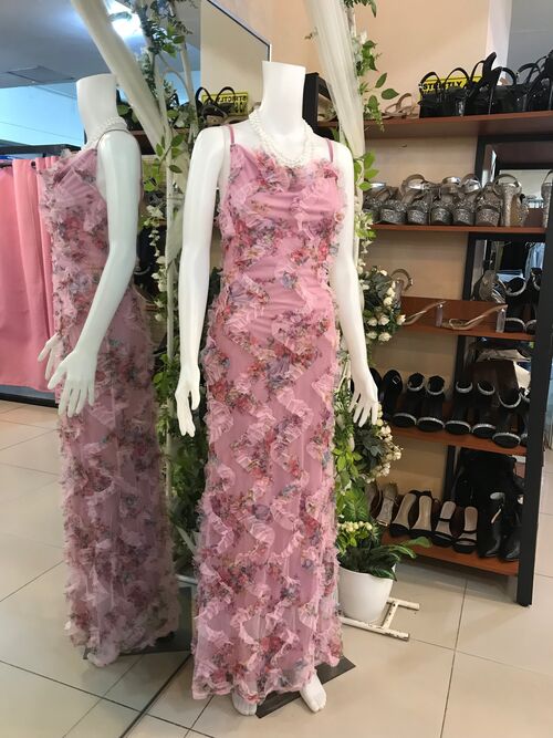 Pink floral tulle Gown