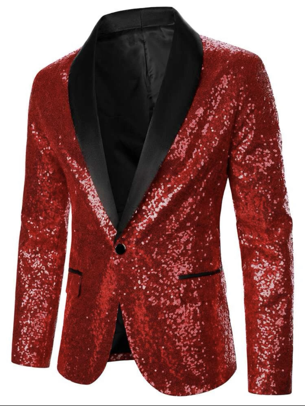 Plus Size Full Sequins Glittery Red Black Suit Tuxedo Coat