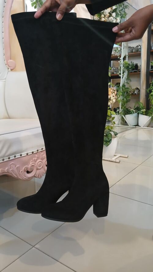 Black Suede Over the knee Boots