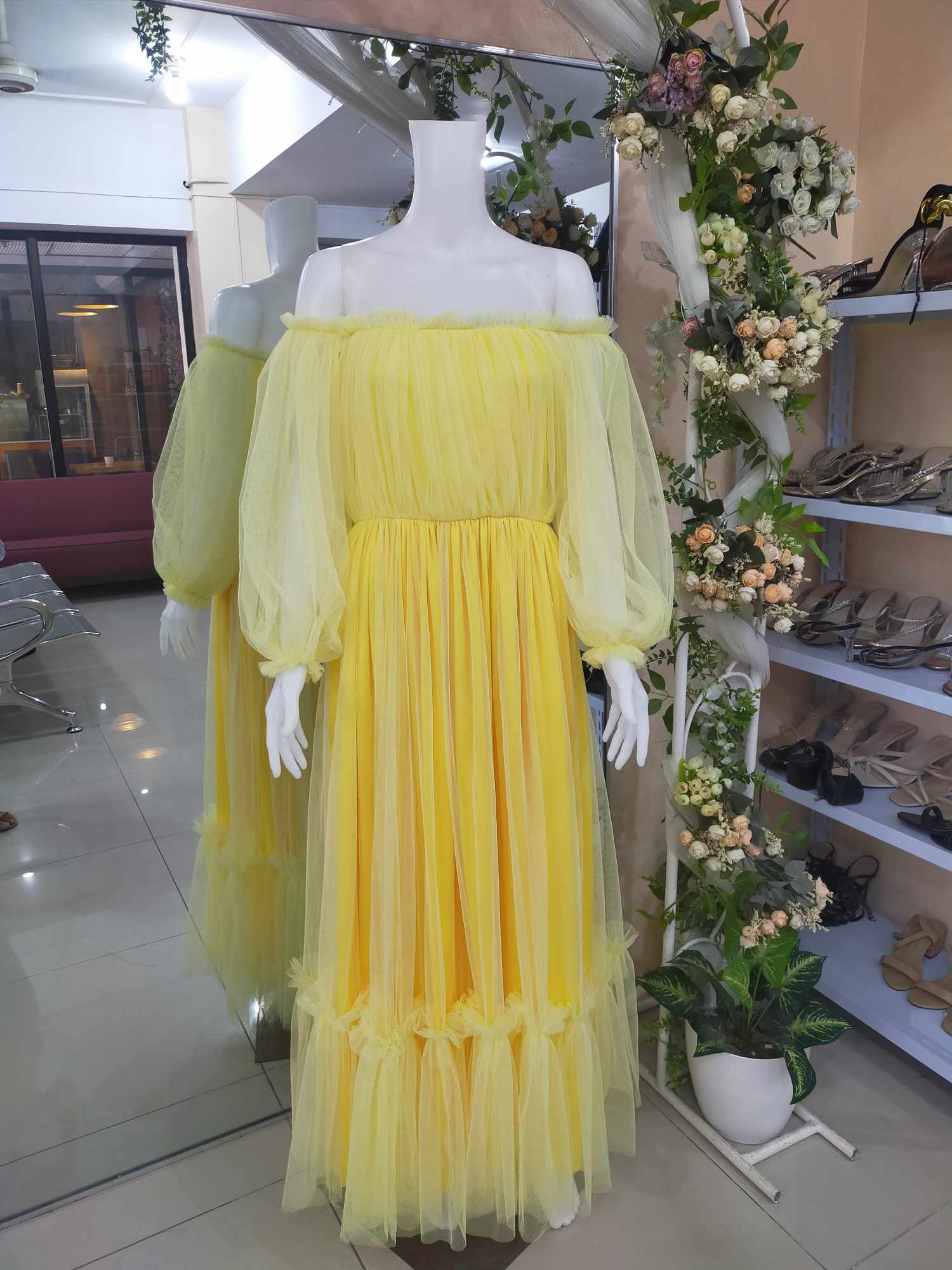Yellow Off shoulder Boho