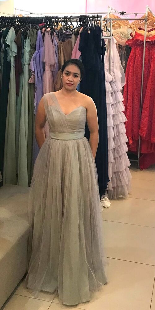 Gray Tulle Bridesmaid Gown ( #7 )