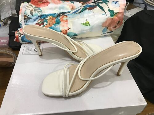 White Open Toe Strappy Heels