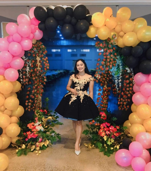 Black Umbrella Cut Cocktail Gown