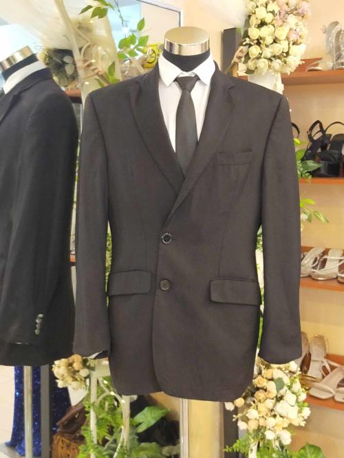 CHAPS (India) Plus Size Plain Black Coat Tuxedo Suit