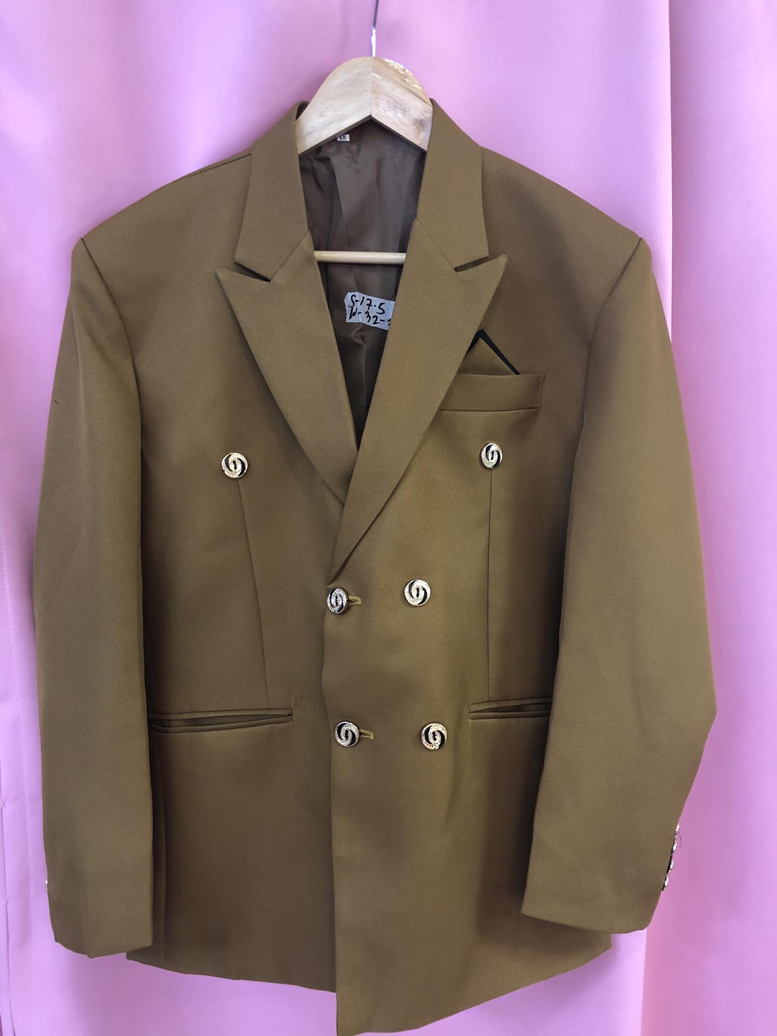 Golden Brown 6 buttons Black Line Pocket Men Tuxedo Suit