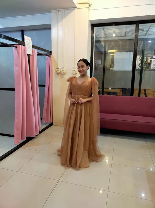 Brown Tulle Bridesmaid Gown (#9)