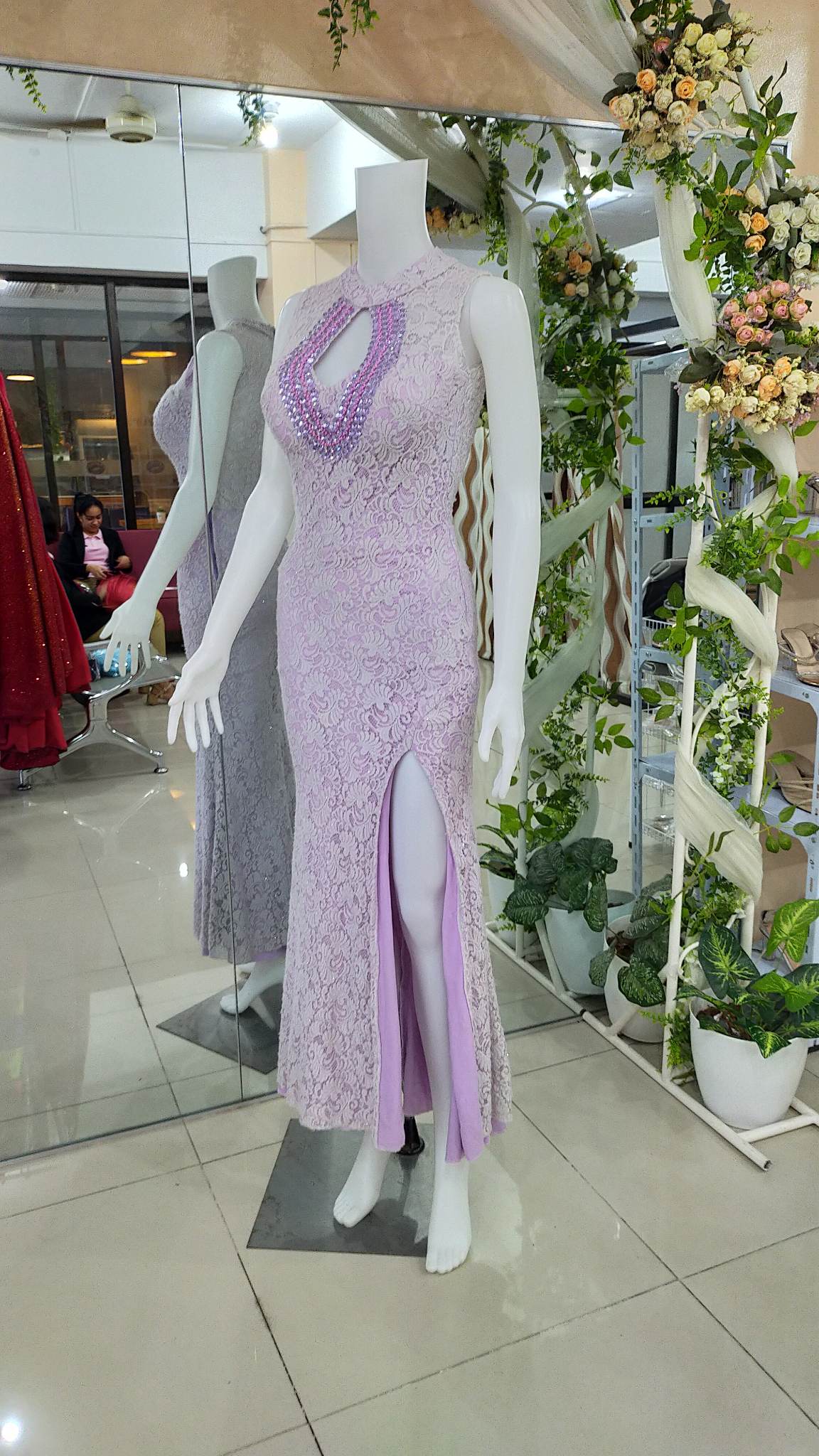 Lavender Slit Long Gown