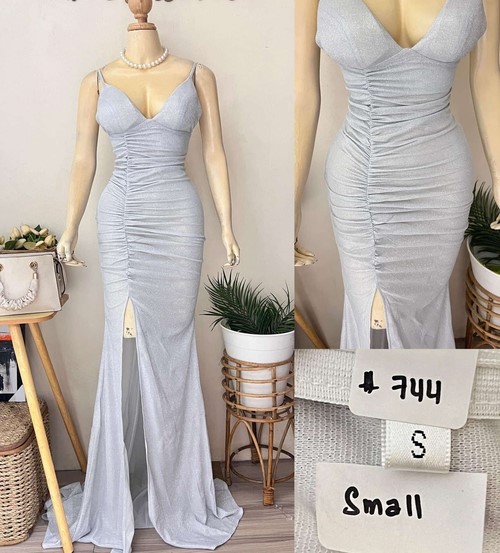 White Sexy Sleeveless Shiny Long Gown