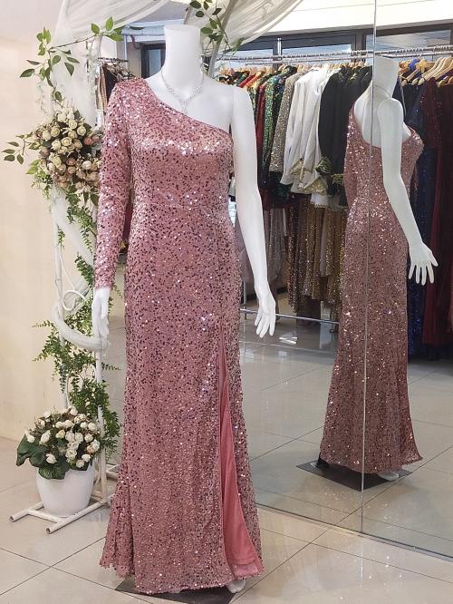 One Shoulder Pink Galaxy Gown