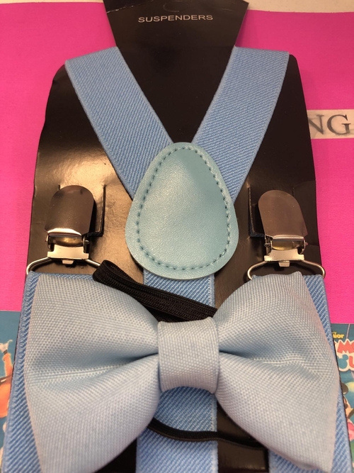 Powder Blue Suspender & Bowtie for Kids ( FOR RENT )