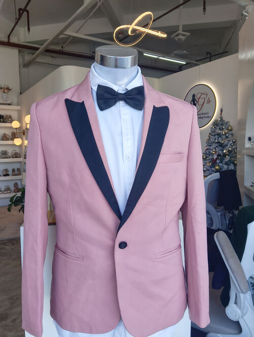 Blush Pink with Black Shawl Lapels Suit Set