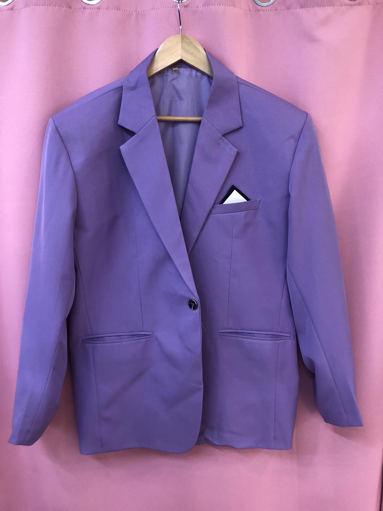Plum Purple Single buttons Black and White Line Pocket Men Tuxedo Suit