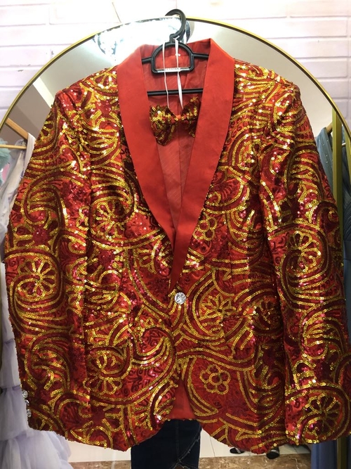 Red Sequins Mens Tuxedo Jacket Glittery Suit Coat