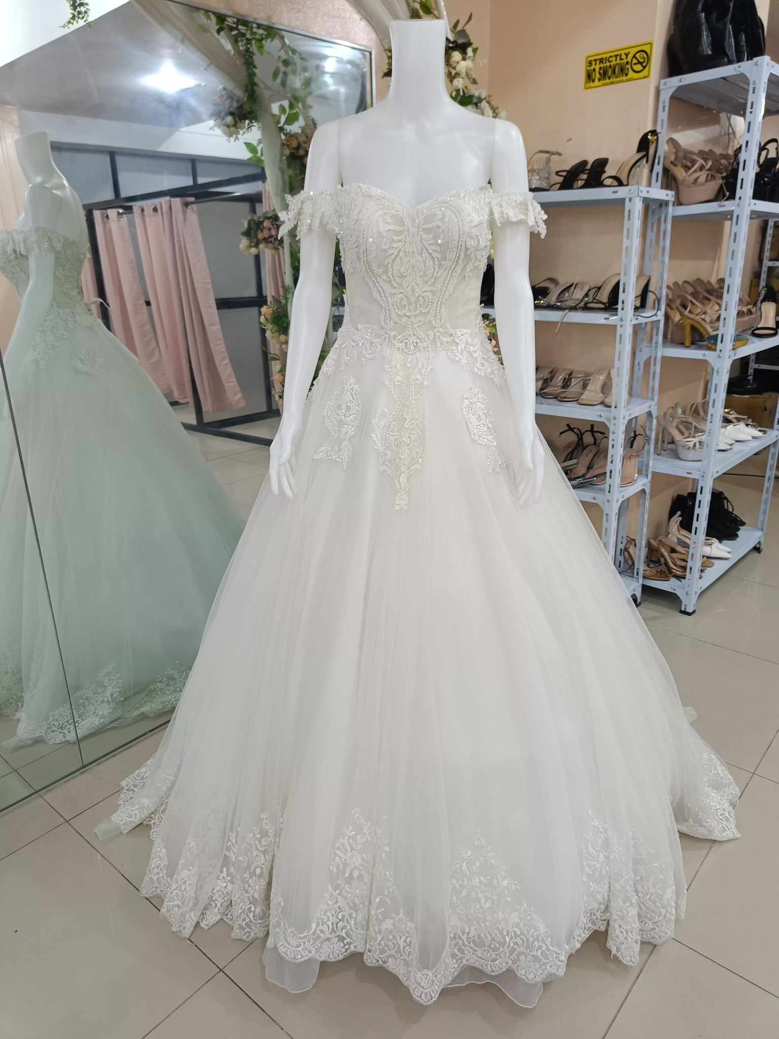 (11) Sexy Simple Offshoulder Stone Sleeves Wedding Gown