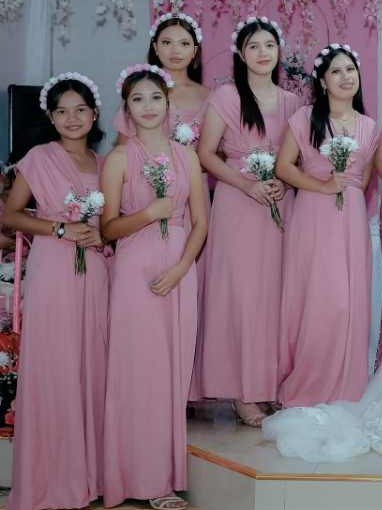 Light Old Rose 41 Cotton Plain Infinity Dress