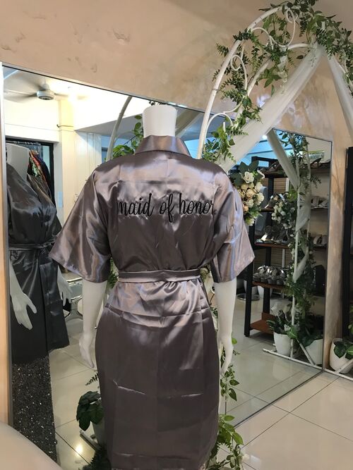 Gray Satin Maid Of Honor Robe
