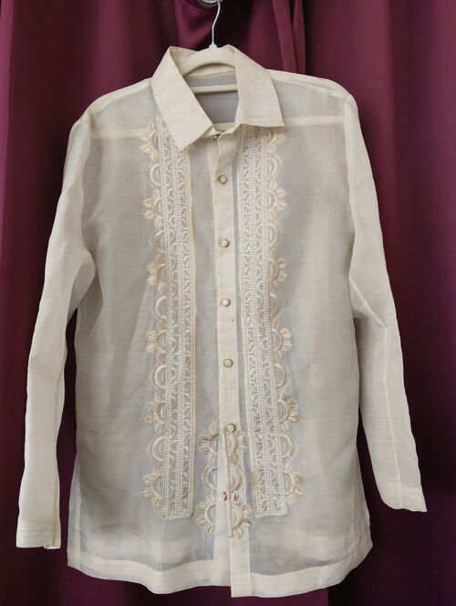 Beige Embroidered Barong Tagalog