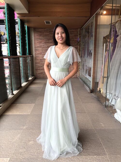 Sage Green Chiffon Bridesmaid Gown