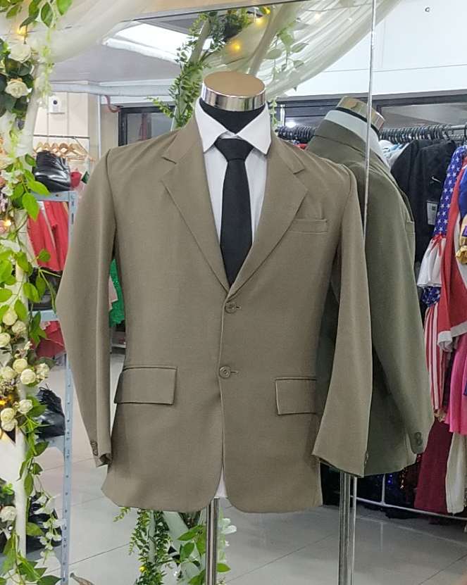 Army Green E Shiny Tuxedo  Suit Set