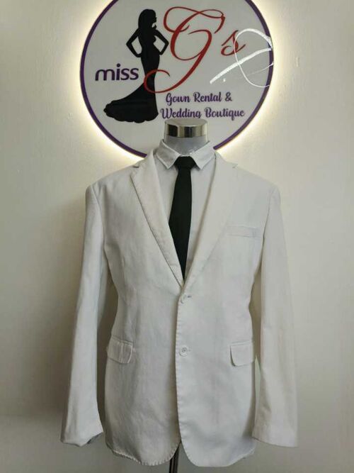Plus Size Off White With Collar Stitch Suit Tuxedo