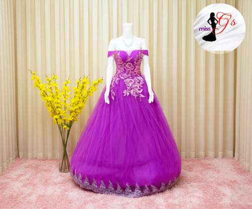 (SALE) Purple Elegant Tulle Ball Gown