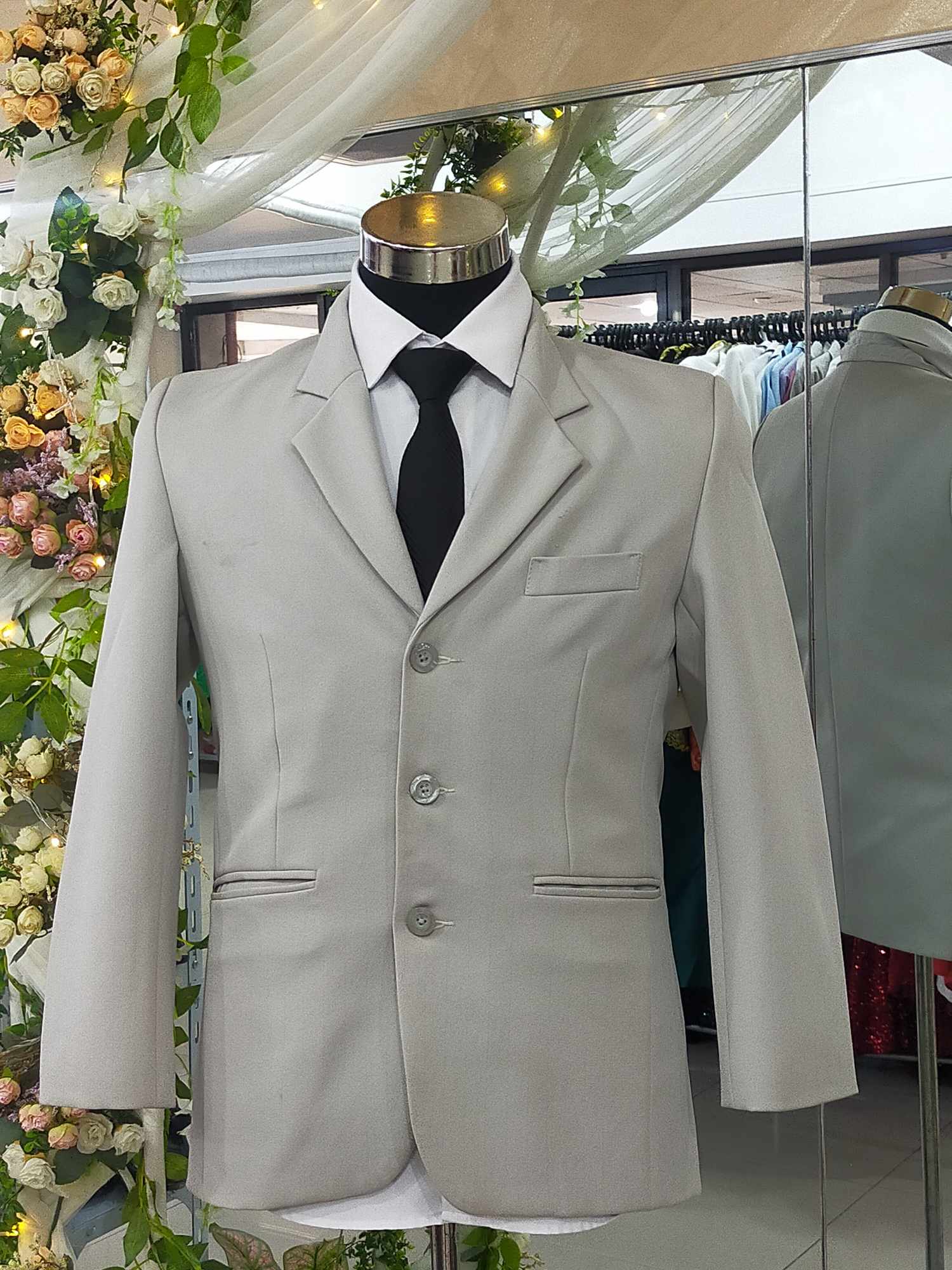 Lime Green 3 Gray buttons Men Suit Tuxedo