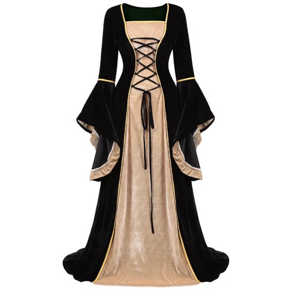 Plus Size Black Vintage Victorian Renaissance  Long Gown Costume