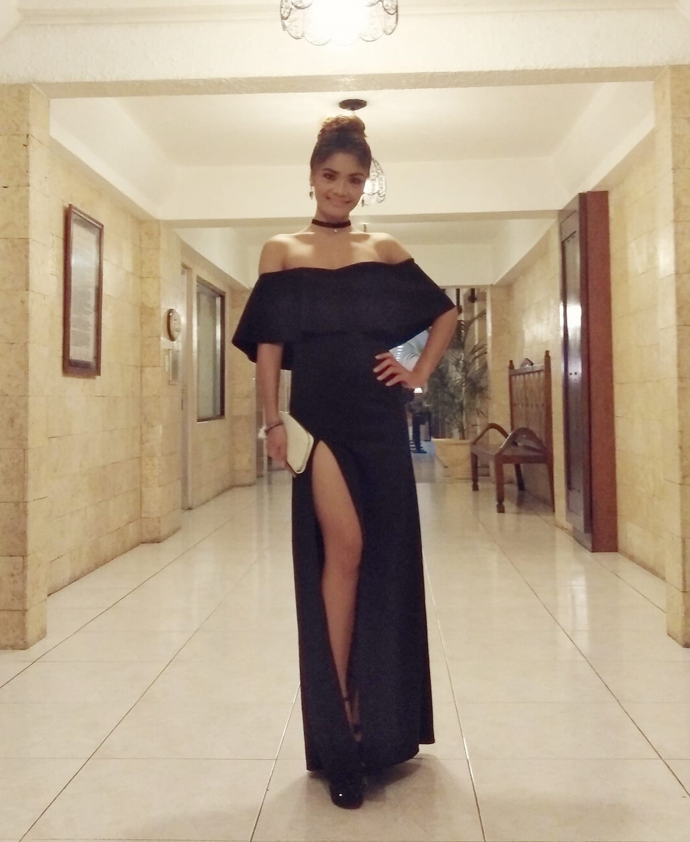 Black OffShoulder Slit Gown
